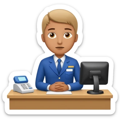 man in receptionist uniform thinking  sticker