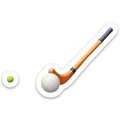 A field hockey stick and ball on a vibrant green grass field, with goalposts and clear field markings in the background. The scene emphasizes the bright, lush grass, highlighting the fast-paced and strategic nature of hockey on a well-maintained pitch. sticker