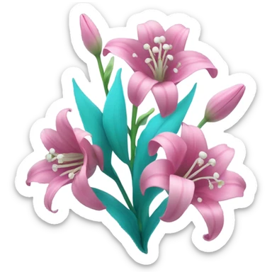 Lilly of the valley pink and cyan flowers sticker