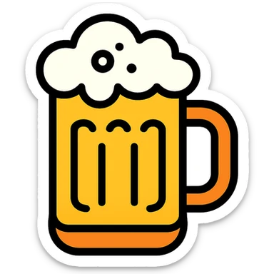 stylized beer mug color icon with cheerful vibe sticker