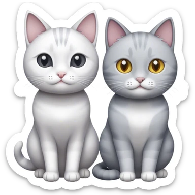 A grey and a white cat sticker