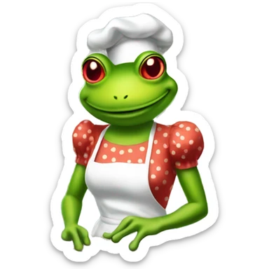 Pin up style frog baking cookies sticker