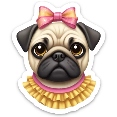 Pug wearing dress sticker