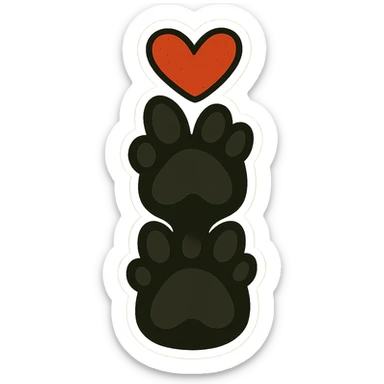 Make it cartoonish stickers: Stack the two black puppy paws vertically, keep the heart and original style sticker