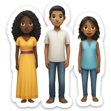 A black girl, a Chinese boy and an Indian girl sticker