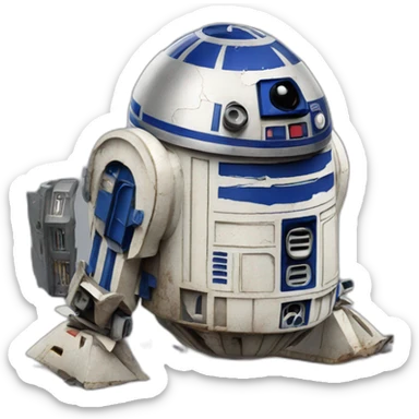 r2d2 broken and needing help sticker