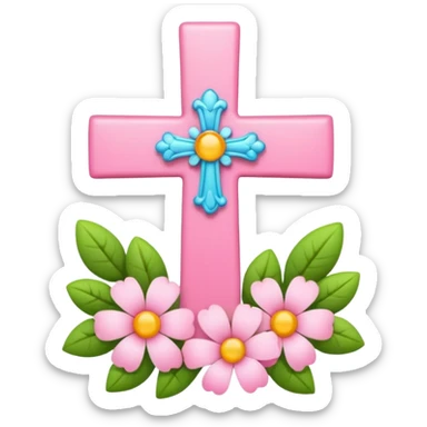 Small pink cross with flowers in it sticker