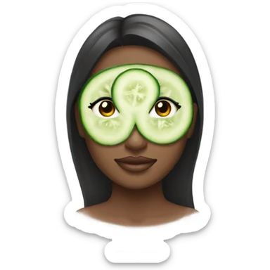 beautiful girl with a cucumber mask on her face sticker