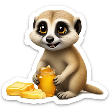 Cute meerkat eating honey sticker