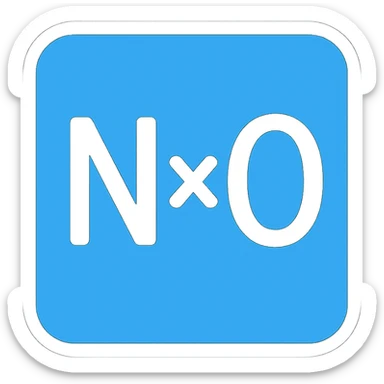NxO in the middle, blue background, clean and clear icon sticker