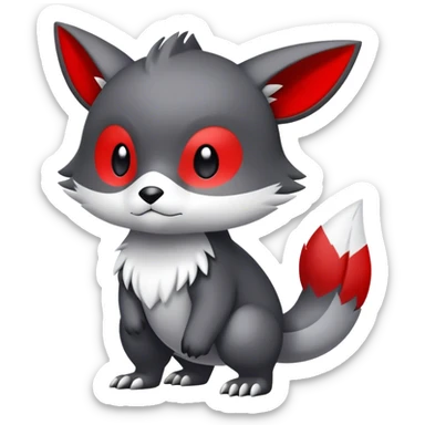 Cute cool black red white grey animal hybrid Fakemon full body sticker