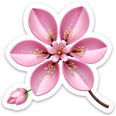 Stylized pink glitter cherry blossom flower (sakura) sticker