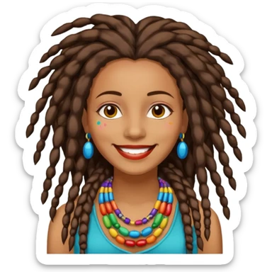 Woman with colorful beads in dreadlocks sticker