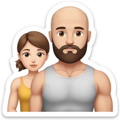 Beautiful light brunette dreaming of her muscular bald beard husband sticker