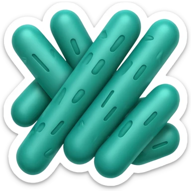 Multiple Lactobacillus bacteria emojis, thick rod shape, teal green, soft fibrous texture, clean ingredient icon style
 sticker