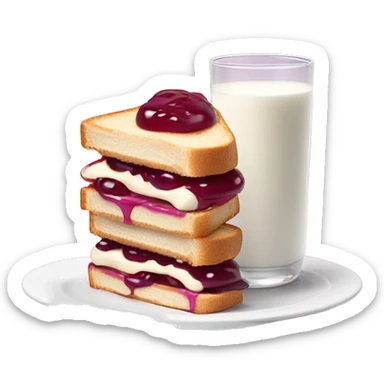 PB&J sandwich with a glass of milk ￼ sticker