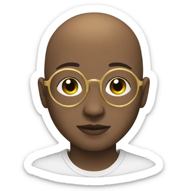 bald boy 15 years old with round golden glasses sticker