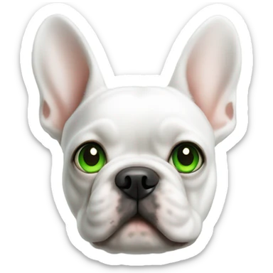 White frenchie green eye sticker