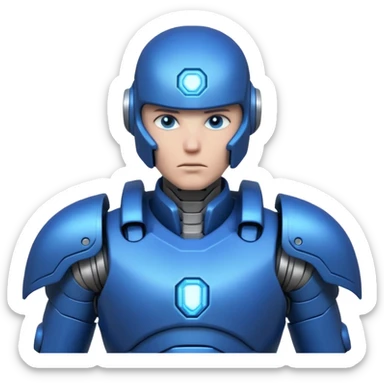 mechanical armored man portrait, head and shoulders only, futuristic metal armor, glowing energy lines, robotic shoulder plates, intense expression, sci-fi warrior vibe, 3D cartoon style, mobile game icon style, clean background, no text, no watermark
  sticker