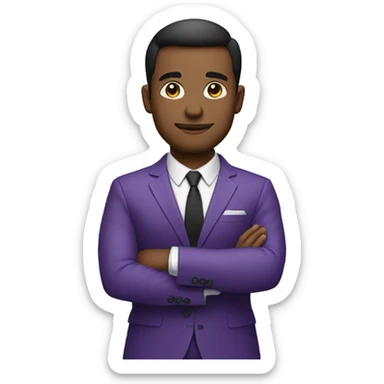 Purple suit business man, arms crossed and not black sticker
