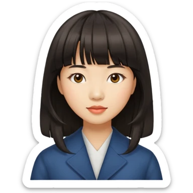 동양인 중간머리길이 앞머리있는 여성 제작 sticker