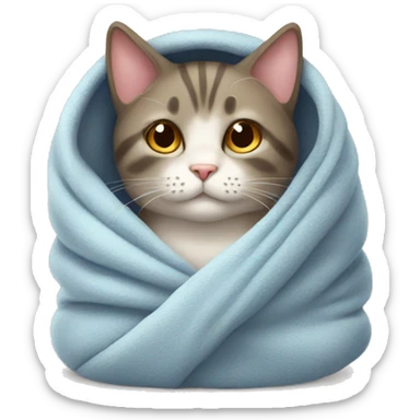 cat cozy in blanket sticker