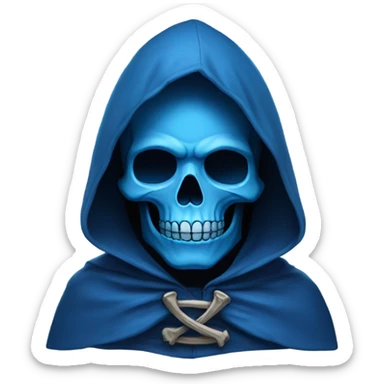 skull wearing blue hood and cloak sticker