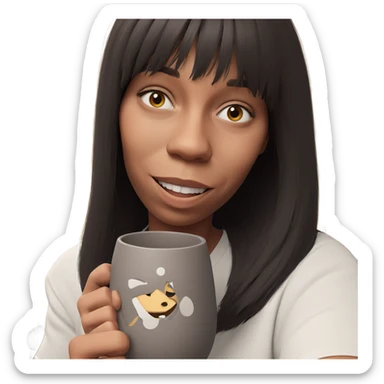 smiling girl holding cup sticker