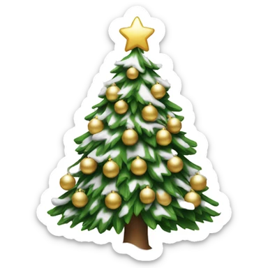 christmas tree with snow and white and gold decorations  sticker