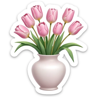 Light pink tulips in white vase sticker