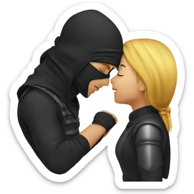 a ninja kissing another ninja girl sticker