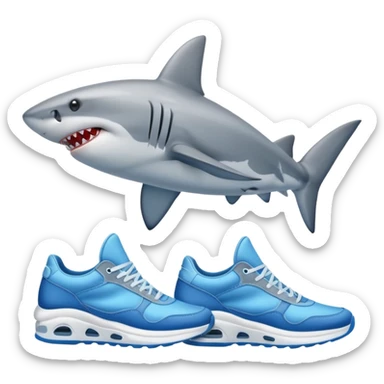 tiburon con zapatillas  sticker