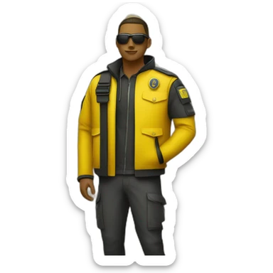 Securityguard in yellow Jackett on a Music festival sticker