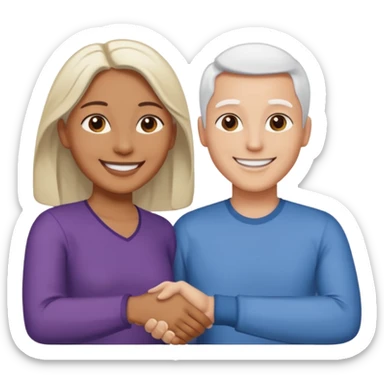 Dos personas dandose la mano como agradecimiento, una persona de color y una persona blanca sticker