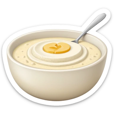 plain bowl of grits, matte, no spoon, simple, clear sticker