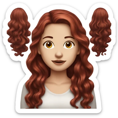 Beautiful white girl with long dark red wavy hair  sticker