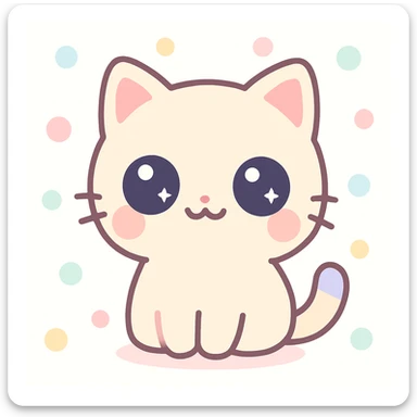cute anime cat with big sparkling eyes, pastel colors sticker