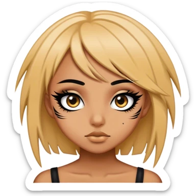 Tan skin emo girl with lots of eyeliner  sticker