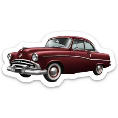 50's dark red car  sticker