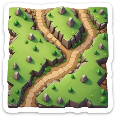 RPG mountain terrain tile top-down view sticker