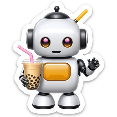 Bubble tea robot sticker