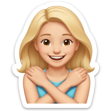 Arms crossed holding neck while laughing girl sticker