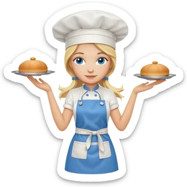 Full body 
Sexy Long Blonde hair blue eyed female chef sticker