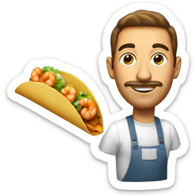 One deep fried, glazed, shrimp taco sticker