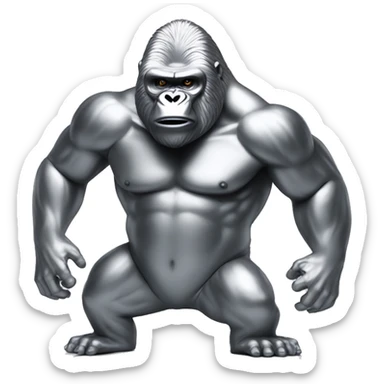 Gorilla made of platinum metal beating its chest sticker
