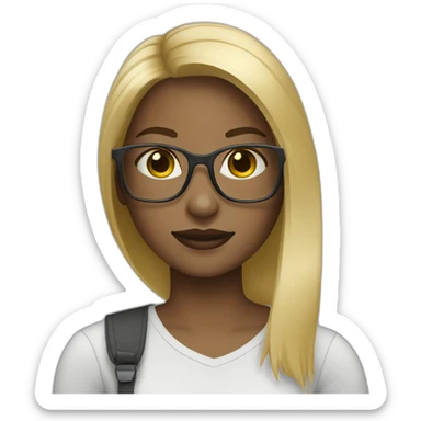 blonde straight hair girl glasses sticker