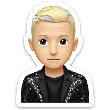 Chester Bennington from Linkin Park with blonde hair, black sequin outfit sticker