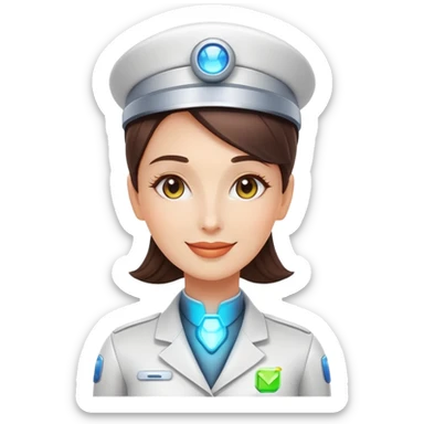 a female android concigere that is happy to help.  sticker