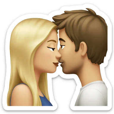 blonde girl and brunette guy kissing sticker