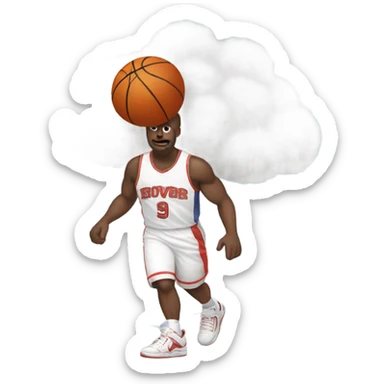 Cloud playing basketball  sticker